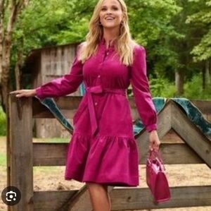 Draper James RSVP Ruffled Longsleeve Mini Shirt Dress Size Medium Cotton Buttons
